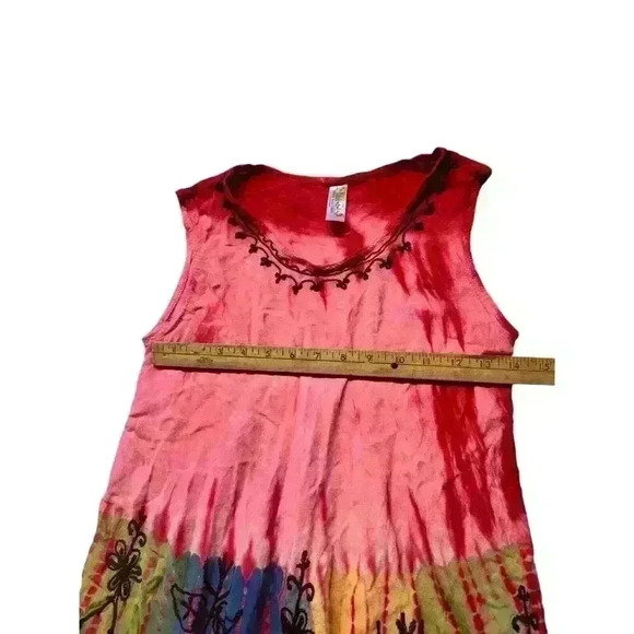 India Boutique‎ Tank Top, Women's Size Free OS Pink Red Yellow Flower Stitching - Picture 9 of 9